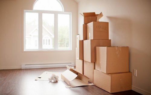 Packed moving boxes and furniture ready for a Paddington removals service