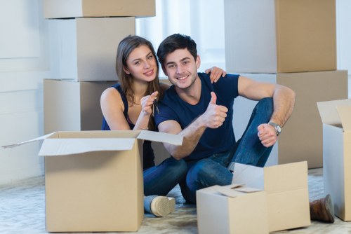 Packed boxes ready for a flat move in Paddington
