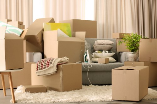 Prepared boxes and furniture ready for collection in Paddington